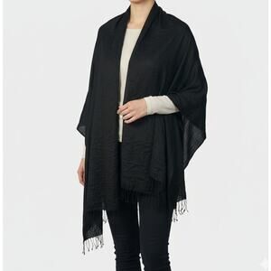 World Market One Size Black Shawl with Fringe
